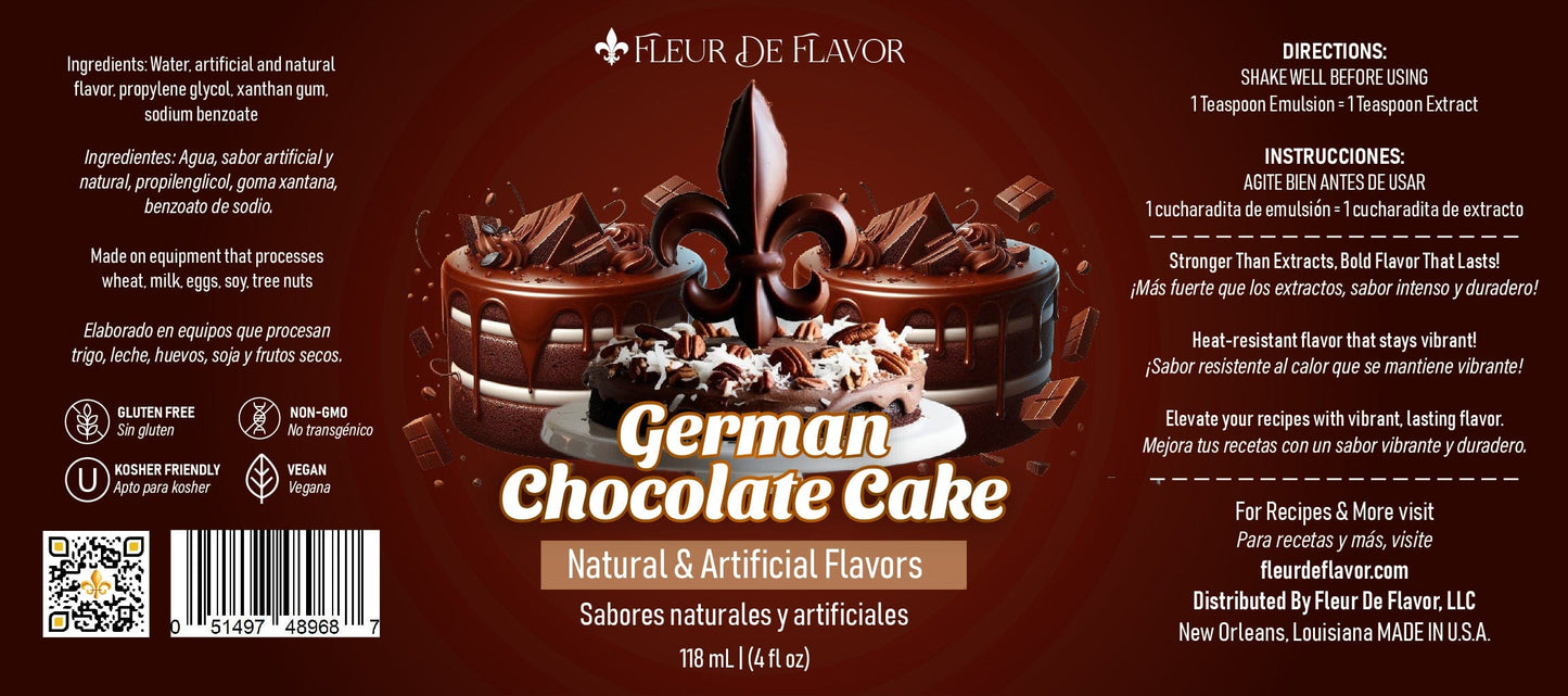 Fleur De Flavor German Chocolate Cake Emulsion – Chocolate & Coconut Flavor (4 oz)