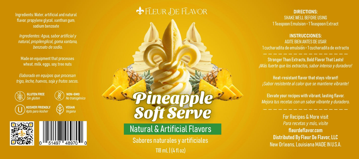 Fleur De Flavor Pineapple Soft Serve Emulsion – Creamy Tropical Flavor (4 oz)