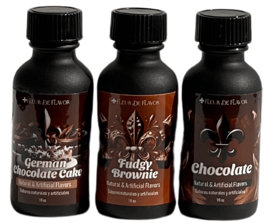 Decadent Cocoa Collection – German Chocolate, Fudgy Brownie & Classic Chocolate (1 oz Emulsion Trio)
