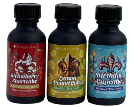 Sweet Celebration Collection – Strawberry Shortcake, Lemon Pound Cake & Birthday Cupcake (1 oz Emulsion Trio)