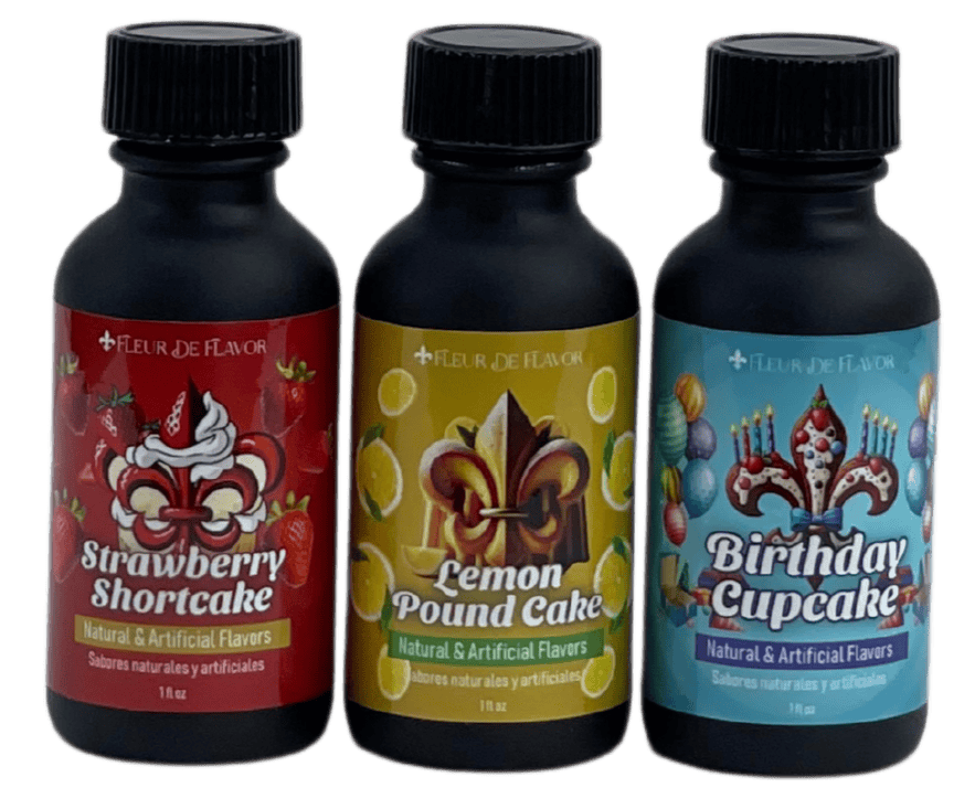 Sweet Celebration Collection – Strawberry Shortcake, Lemon Pound Cake & Birthday Cupcake (1 oz Emulsion Trio)