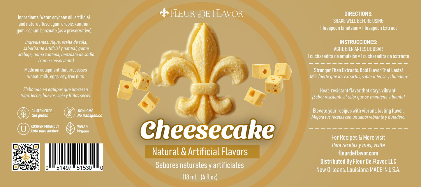 Fleur De Flavor Cheesecake Flavor Emulsion – Creamy New York Cheesecake-Inspired Flavoring for Baking, Beverages & More (4 oz)