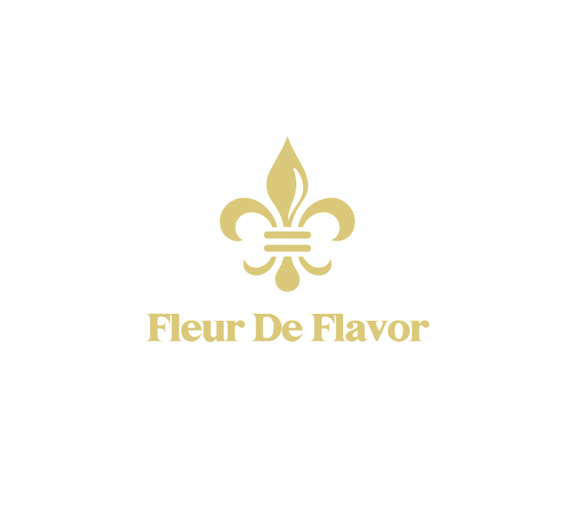 Fleur De Flavor Gift Card logo featuring a gold fleur-de-lis symbol and elegant serif text. Ideal for gifting bakers and flavor lovers.