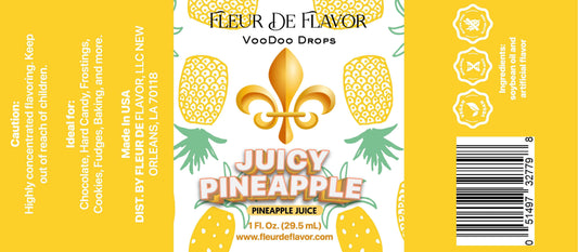 Fleur De Flavor Juicy Pineapple VooDoo Drops – Sweet, Tropical Pineapple Flavoring Oil for Baking, Candy, Beverages & DIY Cosmetics (1 oz)