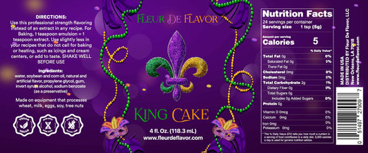 Fleur De Flavor King Cake Emulsion – Rich Mardi Gras Cinnamon & Vanilla Flavor for Baking, Frosting, Ice Cream & Beverages (4 oz)