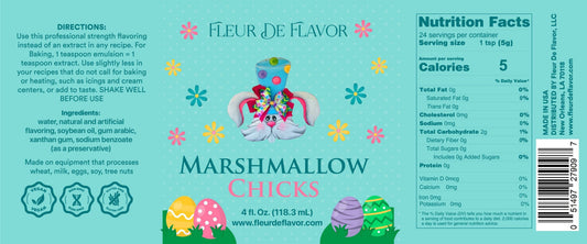 Fleur De Flavor Marshmallow Chicks Flavor Emulsion – Sweet, Fluffy Marshmallow Candy Flavor for Baking, Frosting, Beverages & More (4 oz)