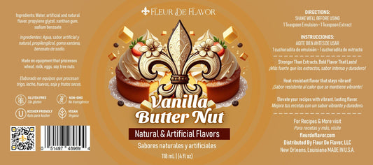 Fleur De Flavor Vanilla Butter Nut Emulsion – Classic Southern Flavor (4 oz)