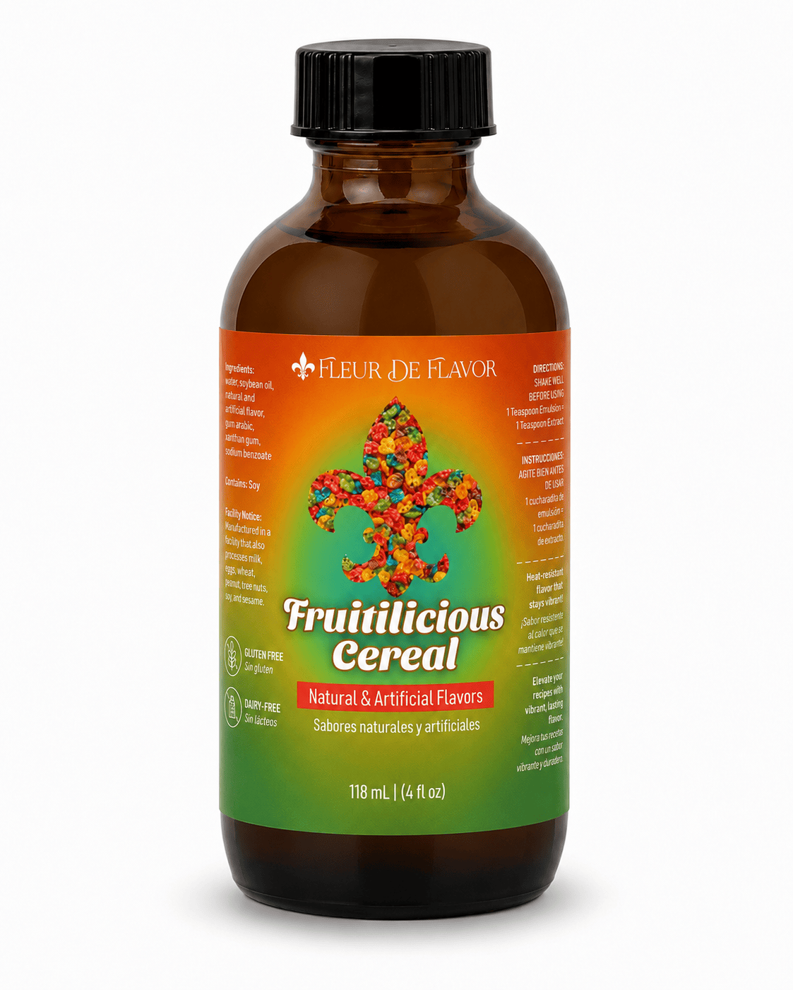Fleur De Flavor Fruitilicious Cereal Cake Emulsion — Fruity Cereal Milk Flavor for Baking, Frosting, Ice Cream & Beverages (4 fl oz)