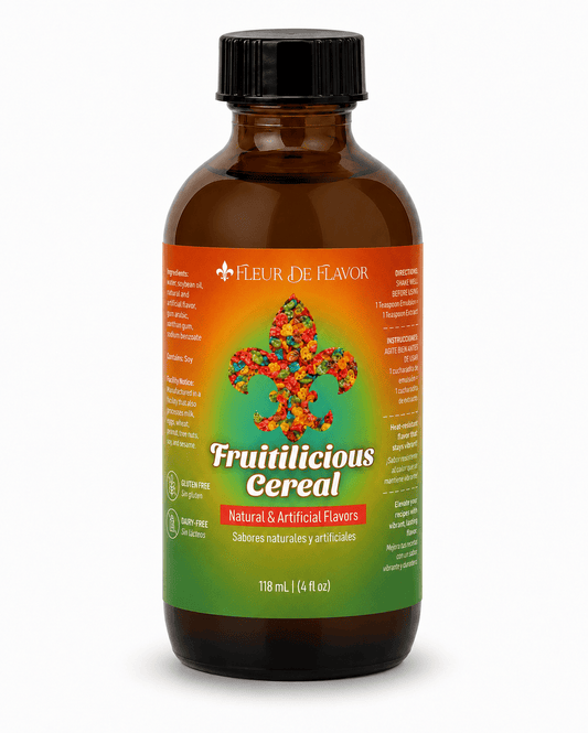 Fleur De Flavor Fruitilicious Cereal Cake Emulsion — Fruity Cereal Milk Flavor for Baking, Frosting, Ice Cream & Beverages (4 fl oz)