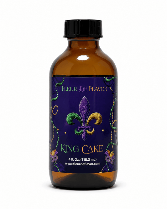 Fleur De Flavor King Cake Emulsion – Rich Mardi Gras Cinnamon & Vanilla Flavor for Baking, Frosting, Ice Cream & Beverages (4 oz)