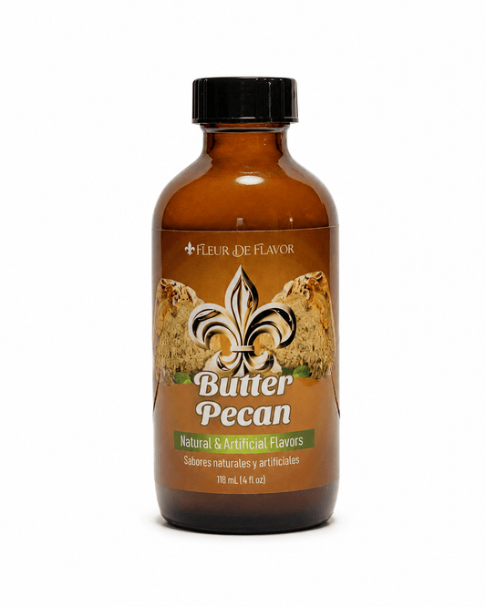 Fleur De Flavor Butter Pecan Emulsion – Rich, Buttery Nutty Flavor for Baking, Frosting, Ice Cream & Beverages (4 oz)
