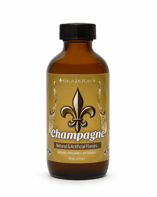 Fleur De Flavor Champagne Emulsion – Non-Alcoholic Bubbly Flavor for Baking, Frosting & Beverages – Bake-Stable, Nut-Free, Gluten-Free (4 oz)