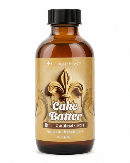 Fleur De Flavor Cake Batter Emulsion – Sweet, Buttery Vanilla Cake Flavor for Baking, Frosting, Ice Cream & Beverages (4 oz)