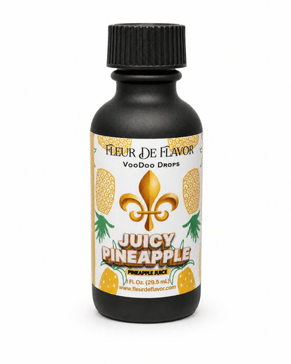 Fleur De Flavor Juicy Pineapple VooDoo Drops – Sweet, Tropical Pineapple Flavoring Oil for Baking, Candy, Beverages & DIY Cosmetics (1 oz)