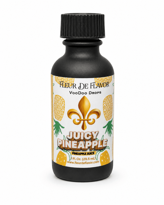 Fleur De Flavor Juicy Pineapple VooDoo Drops – Sweet, Tropical Pineapple Flavoring Oil for Baking, Candy, Beverages & DIY Cosmetics (1 oz)