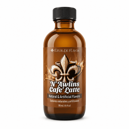 Fleur De Flavor N’Awlins Café Latte Flavor Emulsion – New Orleans Coffeehouse-Inspired Flavor for Baking, Beverages & Desserts (4 oz)