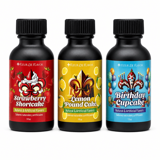 Sweet Celebration Collection – Strawberry Shortcake, Lemon Pound Cake & Birthday Cupcake (1 oz Emulsion Trio)