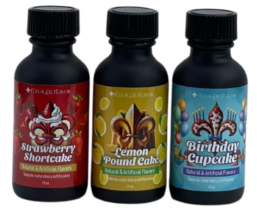 Sweet Celebration Collection – Strawberry Shortcake, Lemon Pound Cake & Birthday Cupcake (1 oz Emulsion Trio)