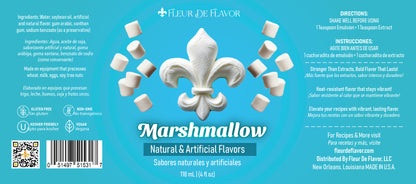 Fleur De Flavor Marshmallow Flavor Emulsion – Sweet, Fluffy Vanilla Marshmallow Flavor for Baking, Buttercream & Beverages (4 oz)