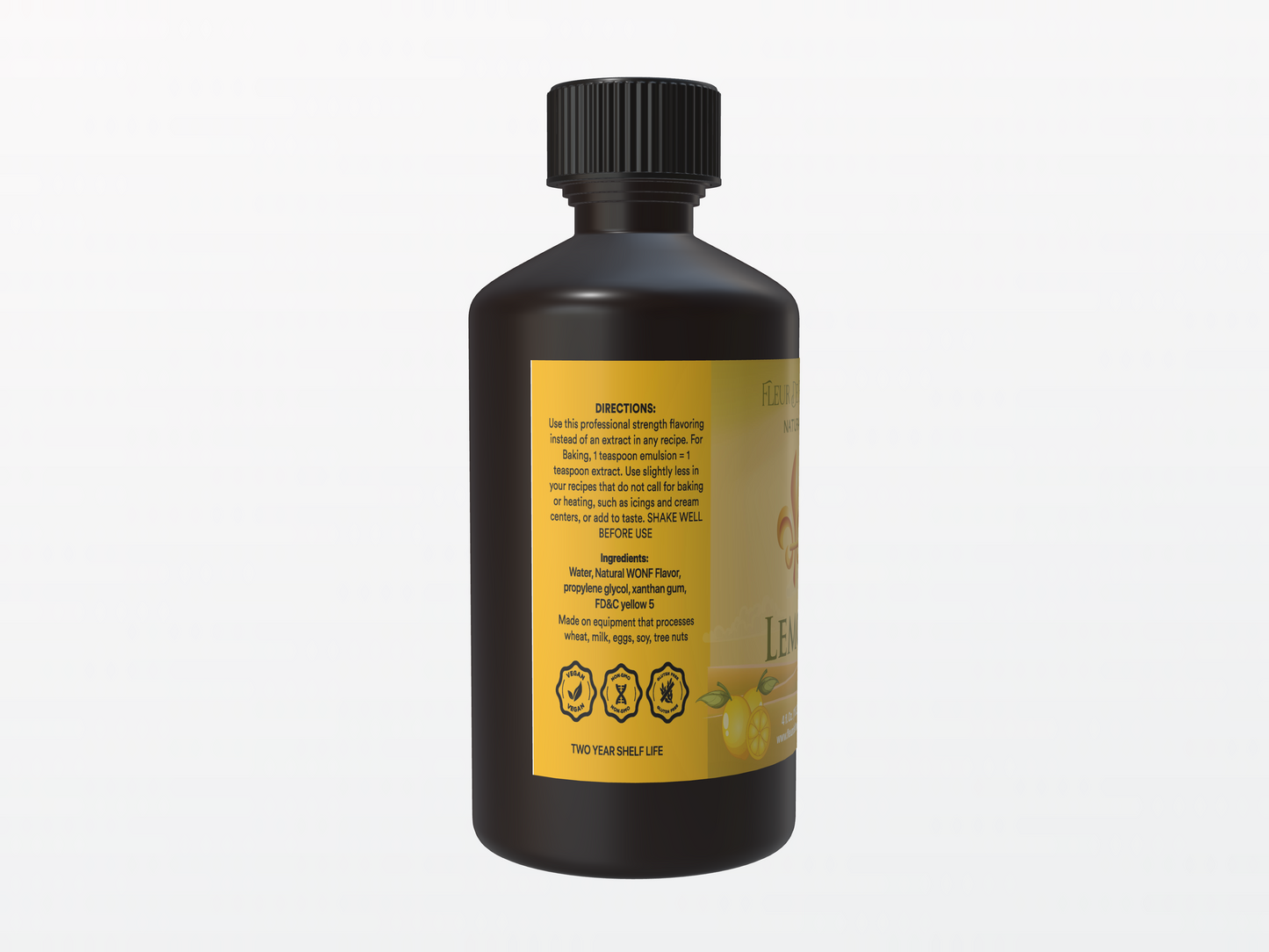 Fleur De Flavor Natural Lemon Emulsion – Bright, Fresh Lemon Flavor for Baking, Frosting & Beverages (4 oz)