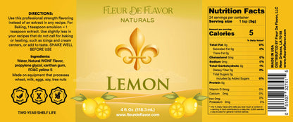 Fleur De Flavor Natural Lemon Emulsion – Bright, Fresh Lemon Flavor for Baking, Frosting & Beverages (4 oz)