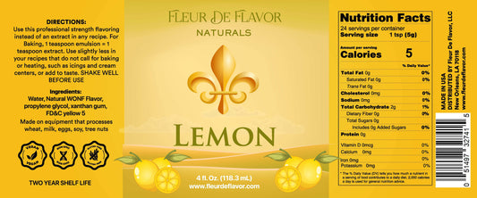 Fleur De Flavor Natural WONF Lemon Emulsion – Bright, Fresh Lemon Flavor for Baking, Frosting & Beverages (4 oz)